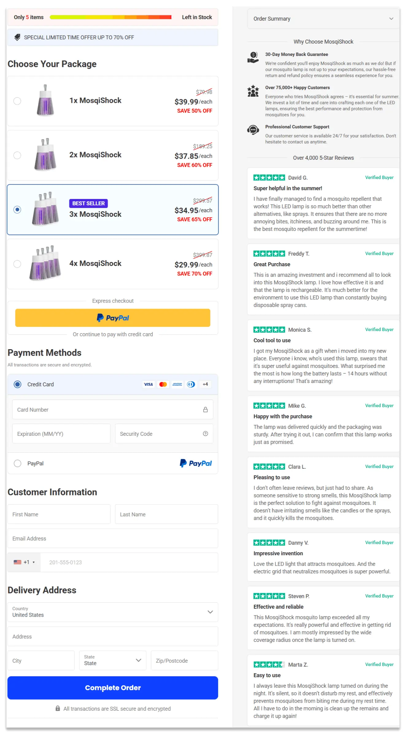 MosqiShock secure checkout page